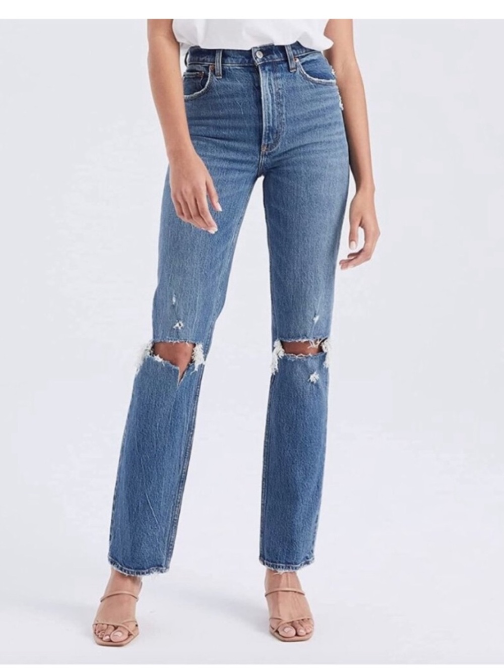 Abercrombie & Fitch Curve Love Ultra High Rise Ankle Straight Jeans